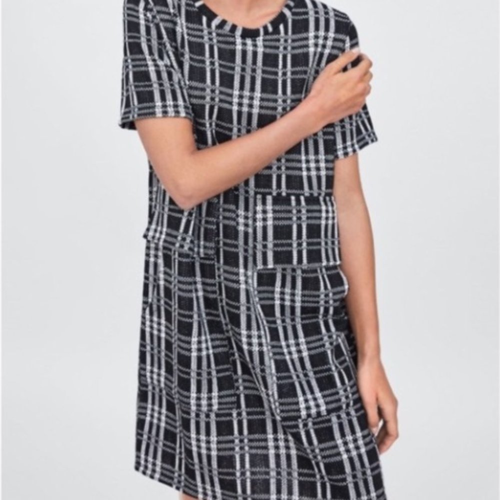 Trafaluc for Zara ~ Black White Shift Dress ~ Sz L
